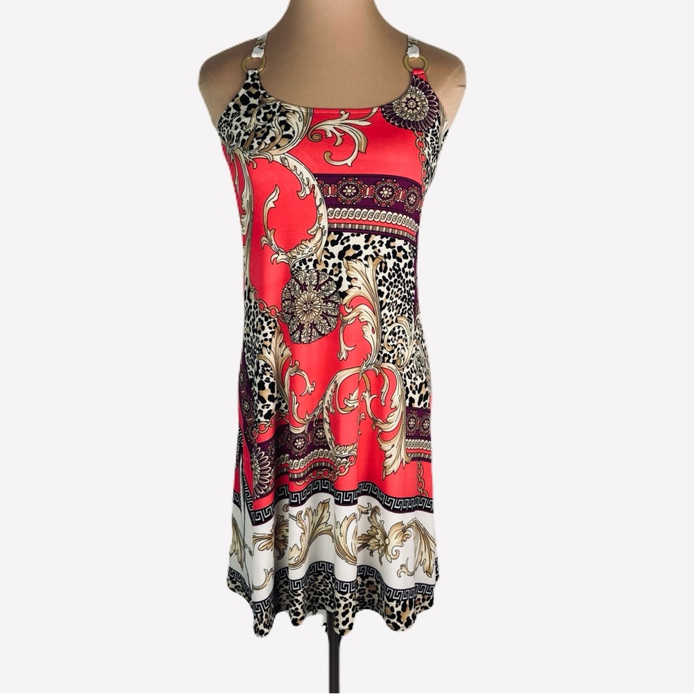Boston Proper coral medallion sleeveless sheath dress